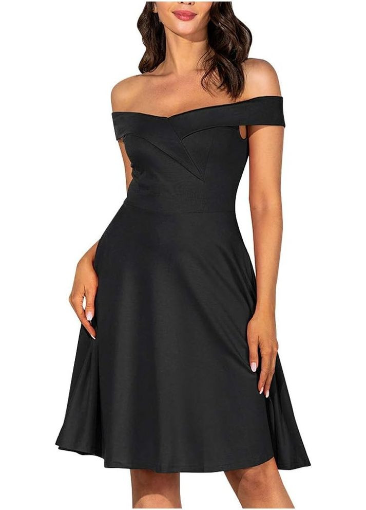 Чорна елегантна жіноча чорна коктейльна сукня без рукавів kanpola м No Brand однотонна