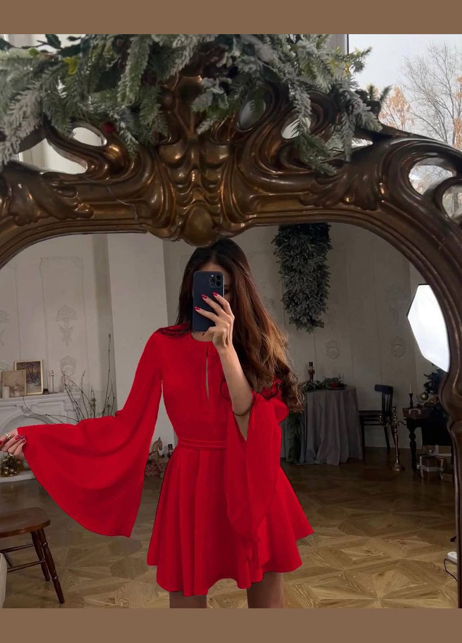 Красное праздничный, деловое, откровенный, вечернее платье No Brand однотонное