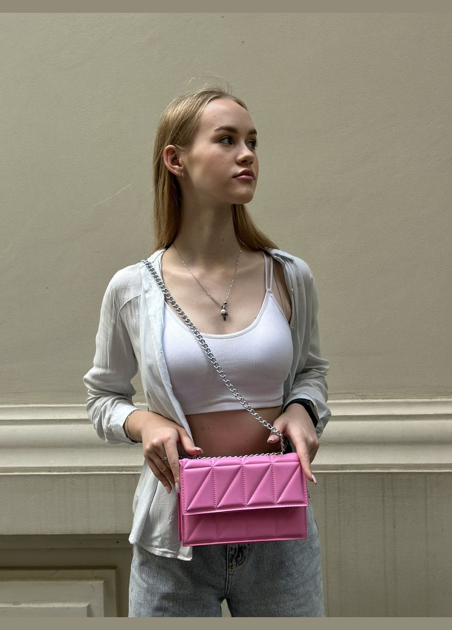 Женская розовая сумка 10288 кросс-боди на цепочке No Brand (299279274)
