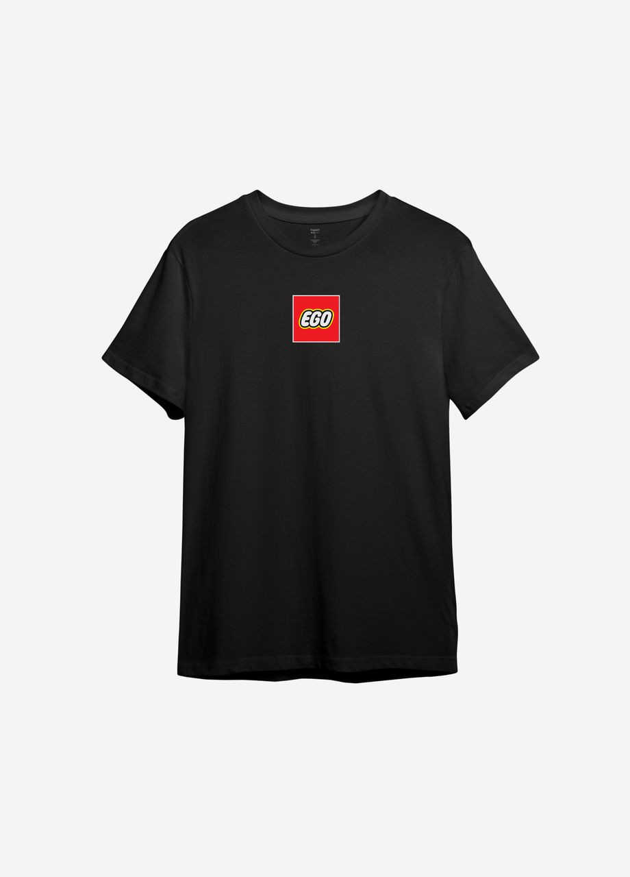 Чорна всесезон футболка з принтом "ego" ТiШОТКА