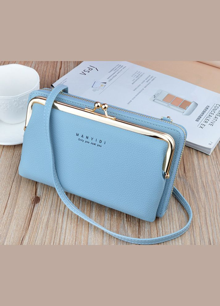 Жіноча сумочка клатч на плече міні гаманець для телефону екошкіра яскрава блакитна (sku_1476Г) No Brand (330576019)