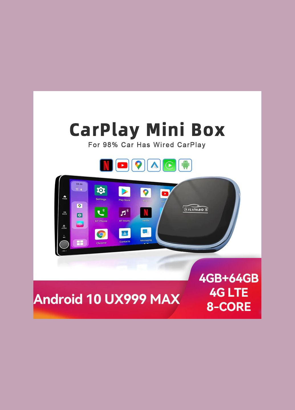 Автомобильный CarPlay Mini Box UX-999 Max / 64 ГБ / Android 10 No Brand (323016891)
