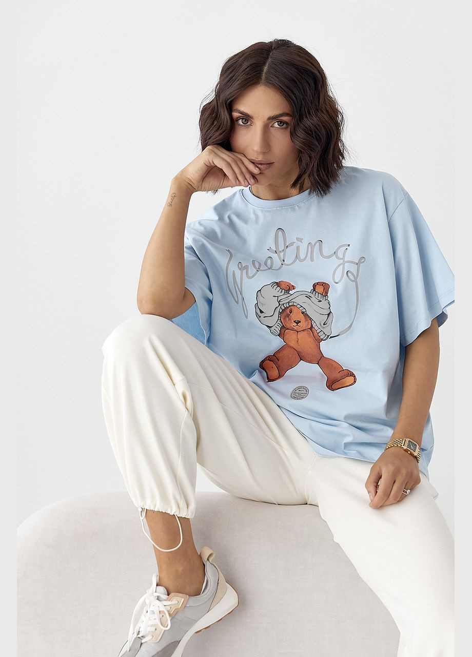 Бавовняна футболка з ведмедиком Lurex - (330357636)