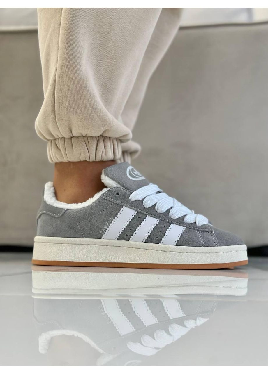 КРОССОВКИ ЖЕНСКИЕ ADIDAS CAMPUS GREY FUR АДИДАС КАМПУС No Brand серые зима (368647129)
