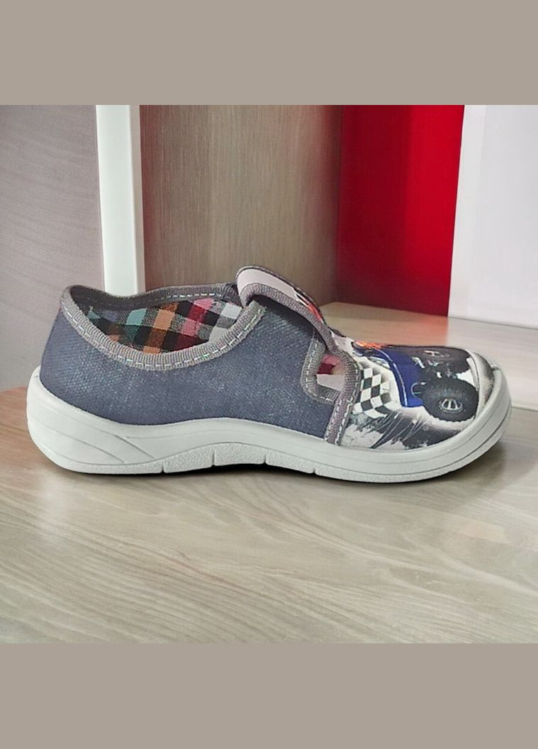 Серые ортопедические тапочки на липучке для мальчика сменная обувь в садик сменка валди Waldi