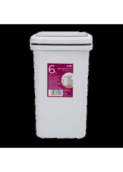 Відро для сміття MVM з кришкою BIN-04 6 л Сіре (BIN-04 6L GRAY) МВМ (365280795)