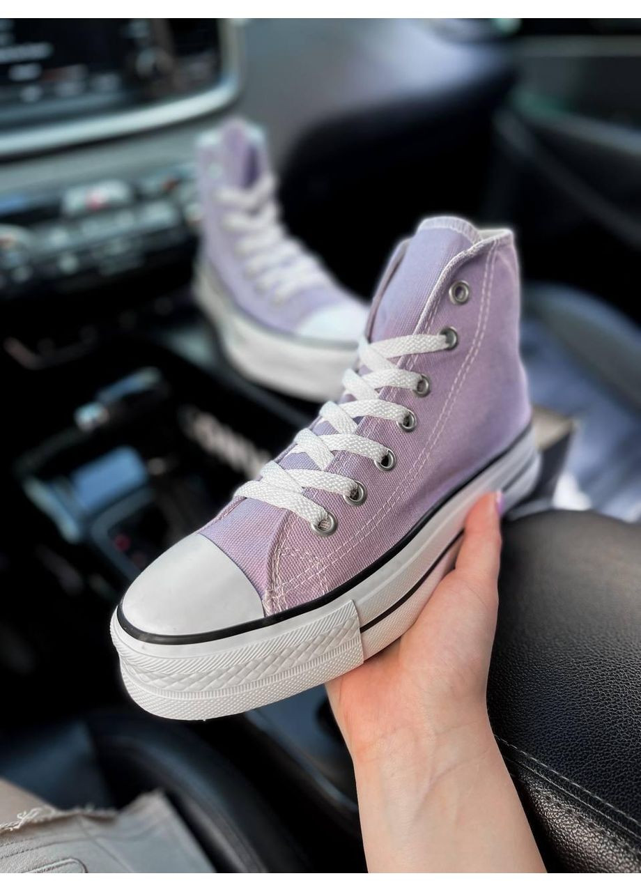 Фіолетові Осінні кеди чоловічі converse high platform lilac конверс No Brand