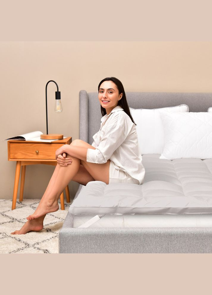 Наматрасник защитный 160x200 см с резинками по углам антиаллергенный супер плотный серый IDEIA (334726896)