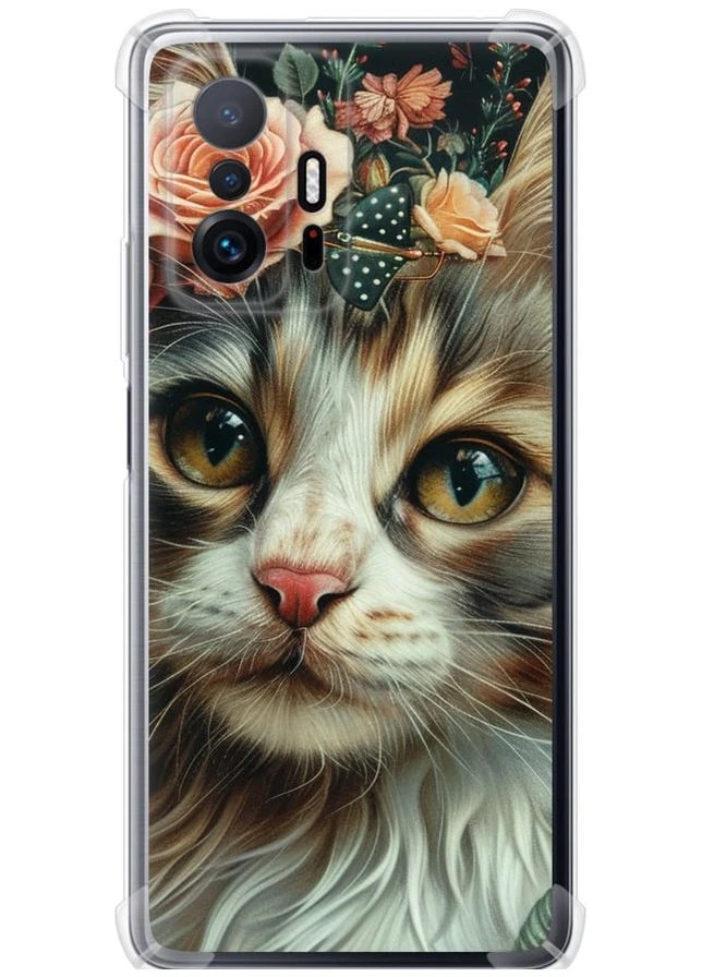 Силикон с усиленными углами чехол 'Cats and flowers' для Endorphone Xiaomi 11T (287274554)