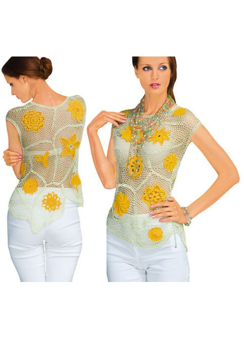 Блуза лимонно-бежевая из соединенных сетчатых лоскутов Видавничий дім "Пресподіум" (370386282)