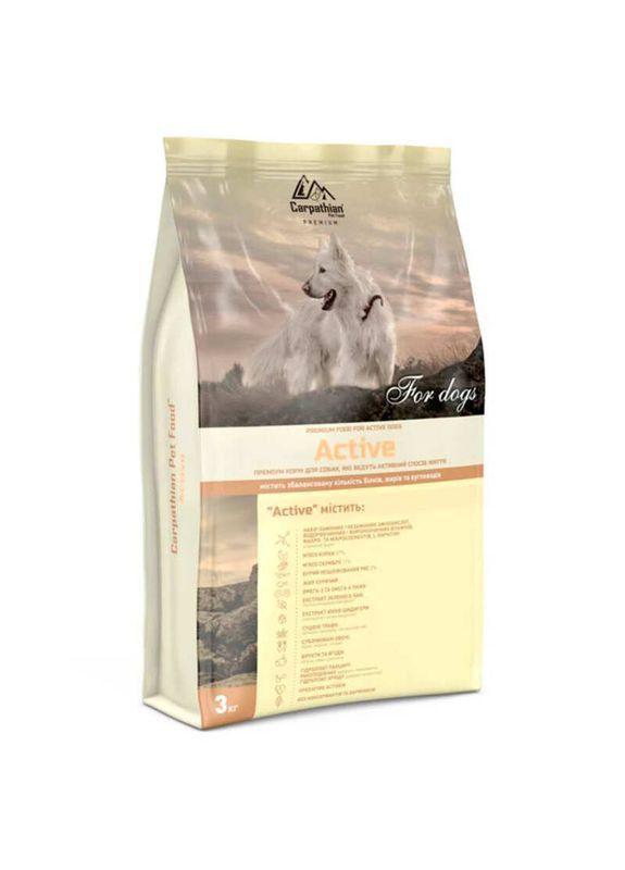 Сухий корм для активних собак Active 3 кг (4820111140879) Carpathian Pet Food (329720649)