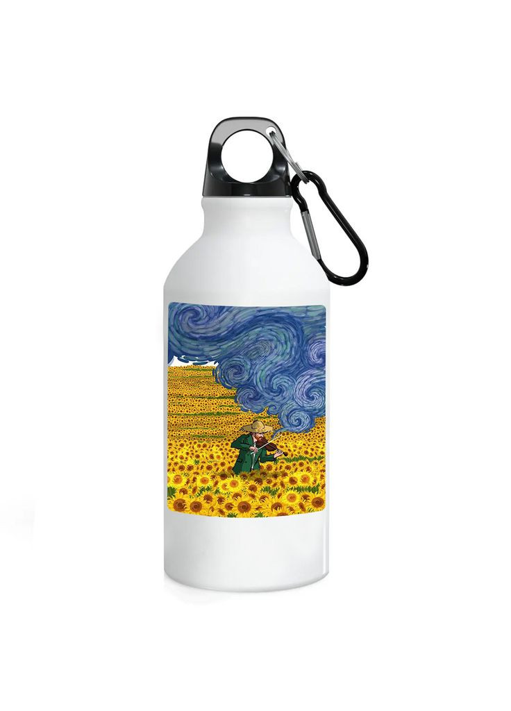 Фляга (бутылка) для воды с карабином 500 мл Металлическая (Туристическая, Для кемпинга, Для спорта) #195 500 мл Белый No Brand (323639838)