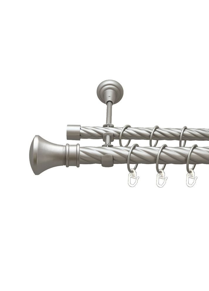 Карниз Люксор металевий дворядний відкритий скручена труба Сатин 25\19 мм 200 см (00-00023685) ORVIT (300846447)