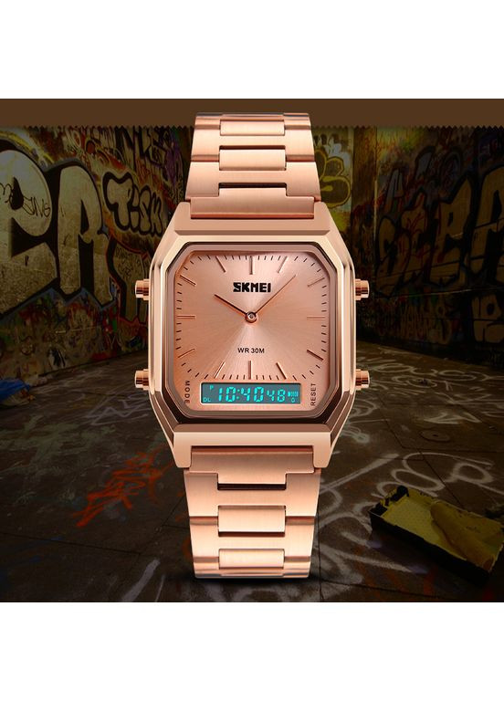 Годинники 1220RG Rose Gold жіночі кварцові з будильником та календарем золотисті стрілочні електронні ProDobro (367267447)