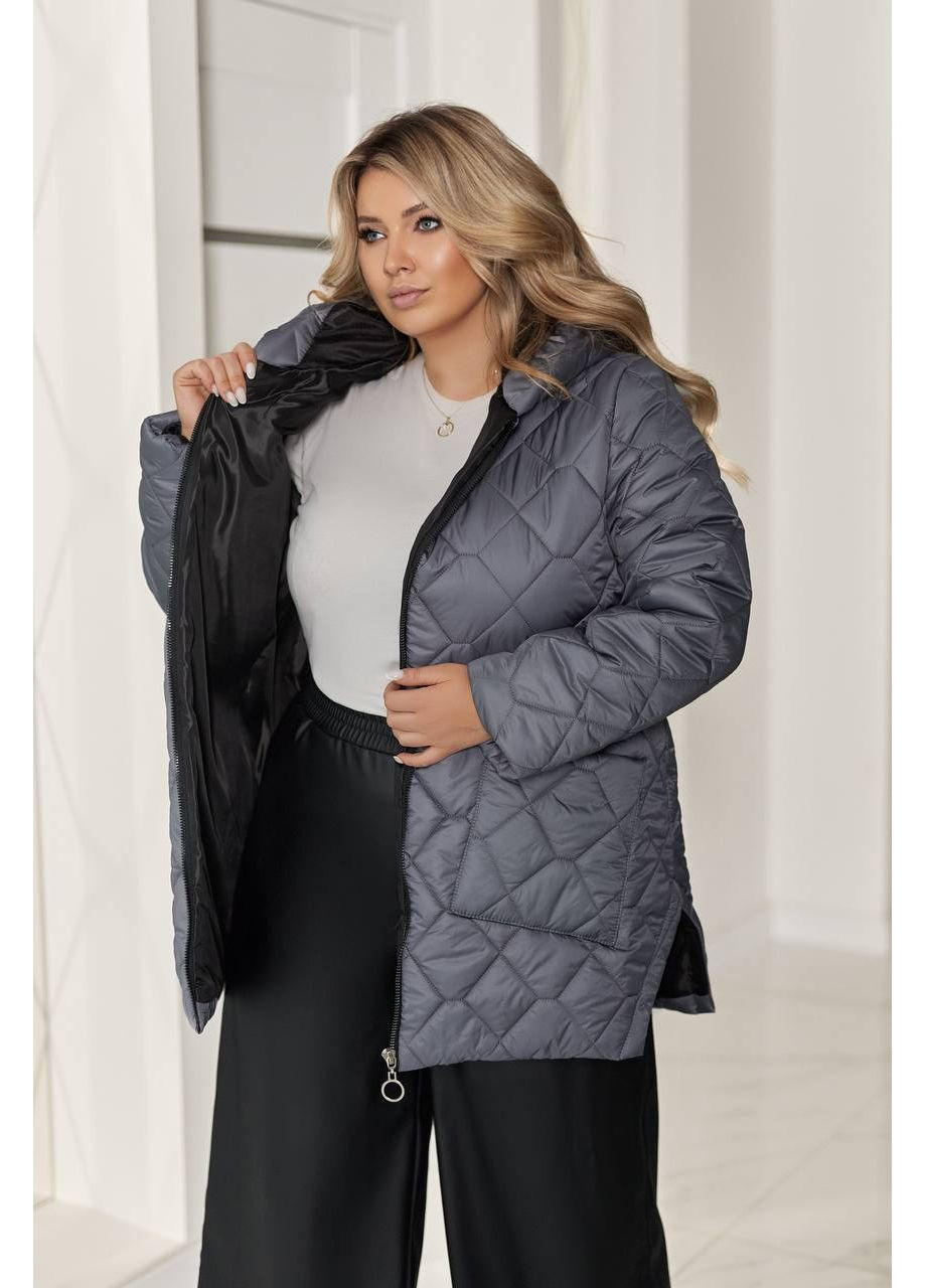Графітова зимня зимова жіноча куртка з утепленням на синтепоні — заміри в описі! куртка-пальто GD/GL Модний простір