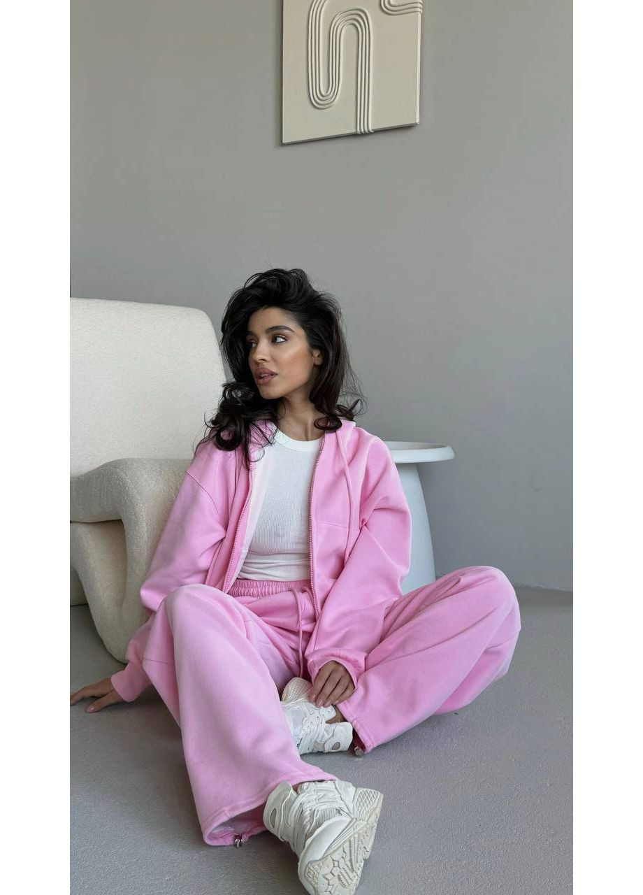 Жіночий спортивний костюм на флісі: зіп худі та штани палаццо MonCher (353689659)