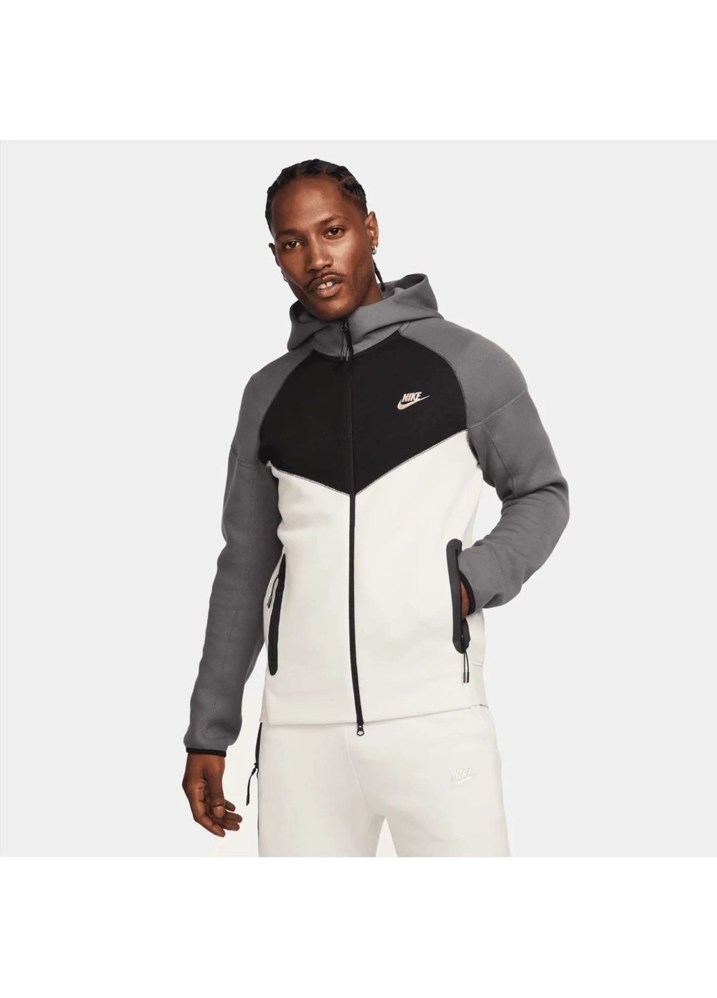 Толстовка чоловіча Sportswear Tech Fleece Windrunner Beige/Grey Nike (364662530)