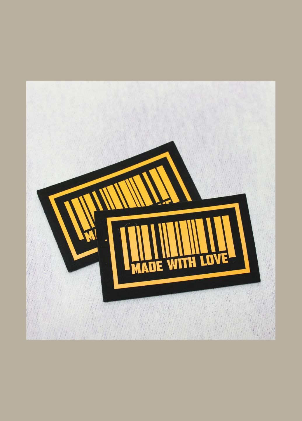 Нашивка "MADE WITH LOVE" штрихкод помаранчевого кольору (3055) No Brand (335810812)