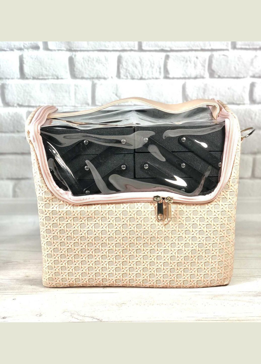 Сумка майстра з розсувними поличками (прозорий верх) A-65/1, бежева з орнаментом No Brand (279610906)