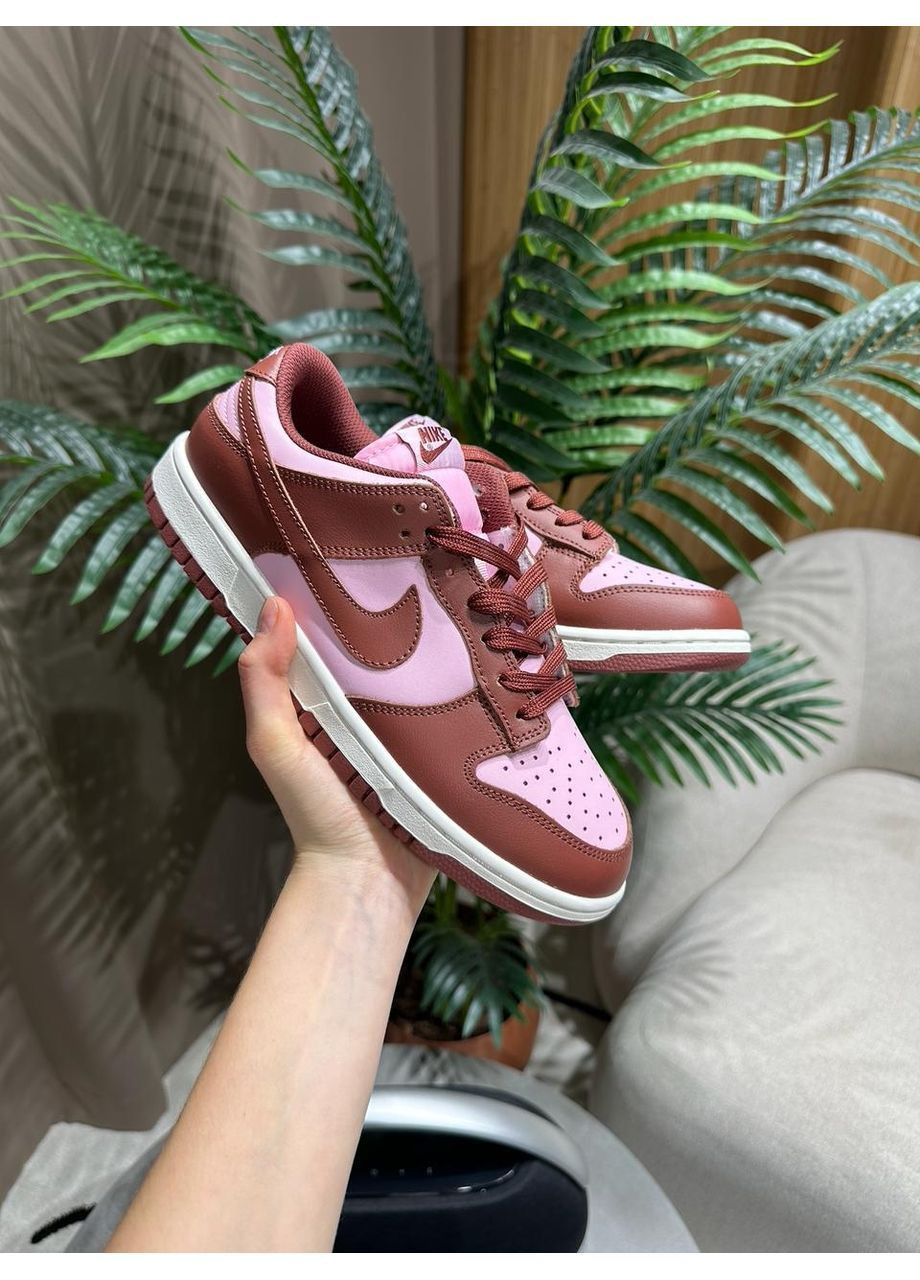 Кроссовки Nike Burgundy Pink No Brand SB Dunk Low Next Nature бордовые демисезоны (367185845)
