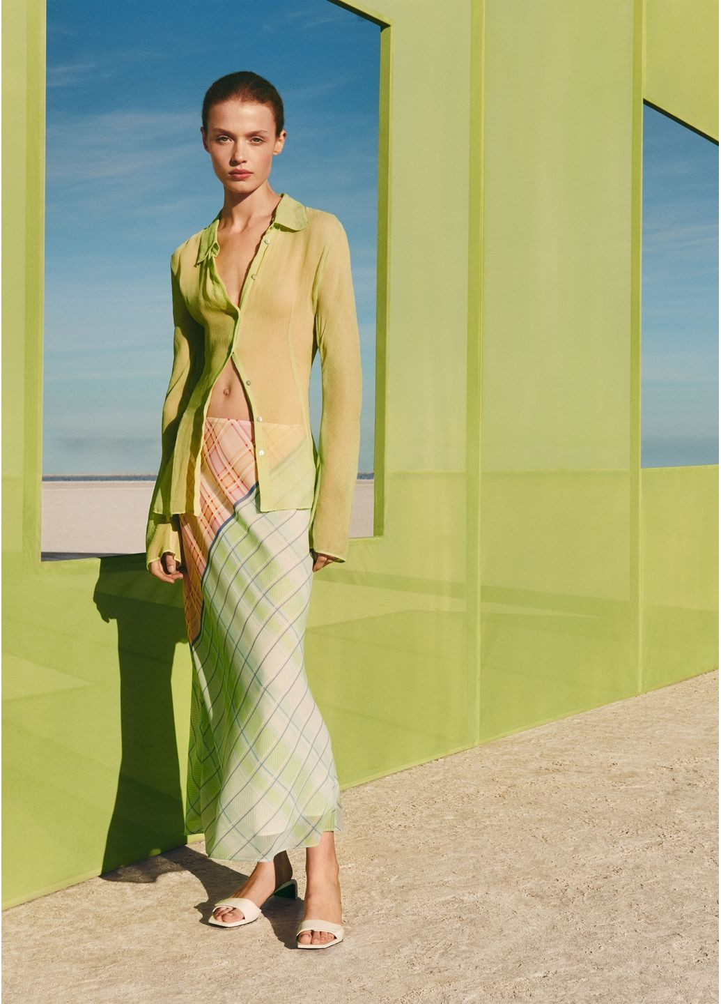 Разноцветная повседневная с абстрактным узором длинная юбка с принтом Mango