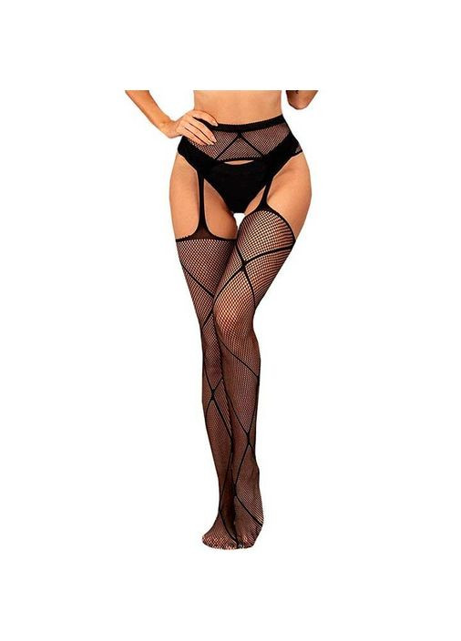 Черный демисезонный колготки с имитацией чулок "колготычулки" - черный - 2/3/4 ( ) - эротическое бельё -