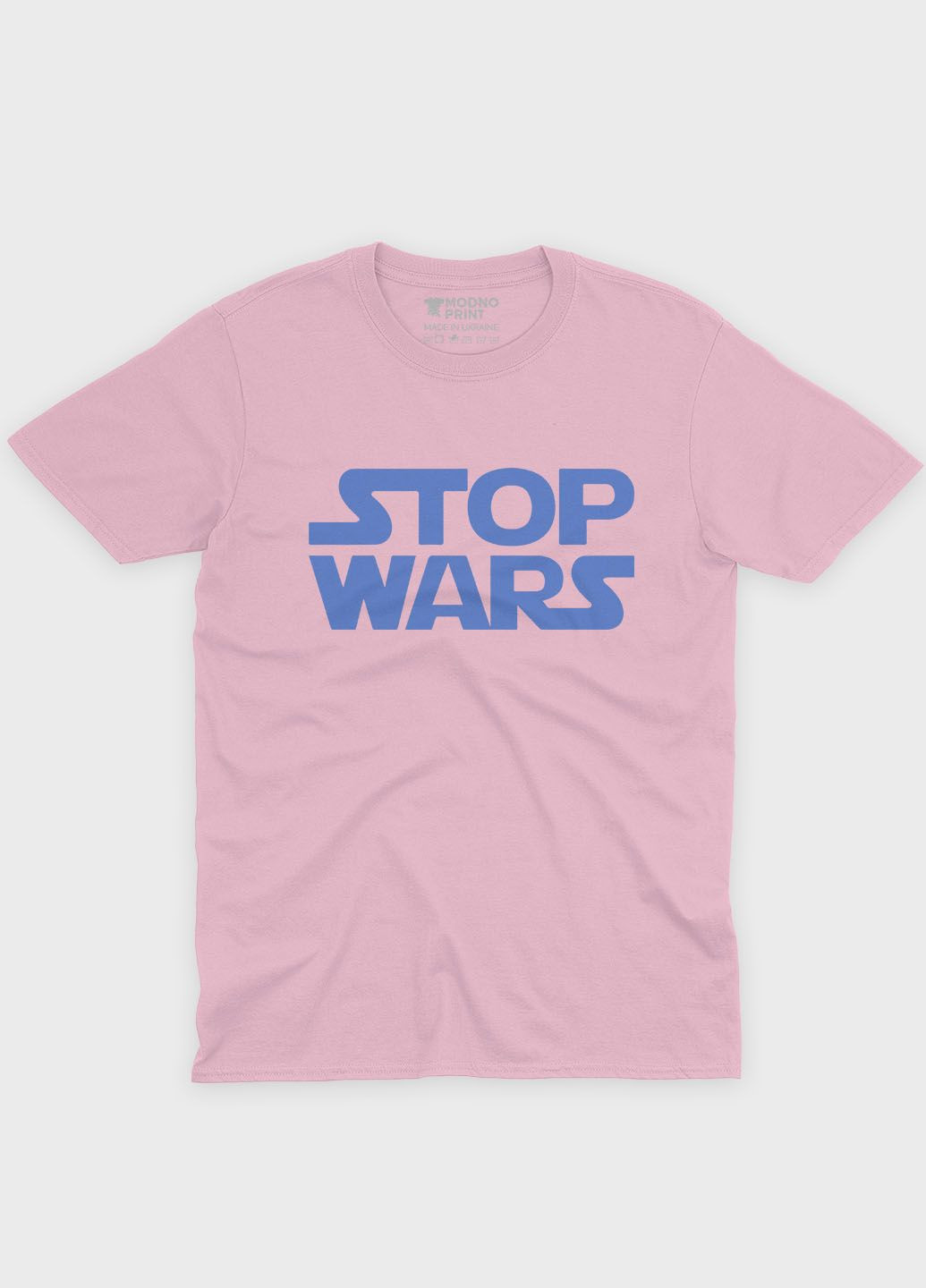 Рожева демісезонна футболка для хлопчика з патріотичним принтом stop war блідо-рожевий (ts001-3-lpinkj-005-1-077) Modno