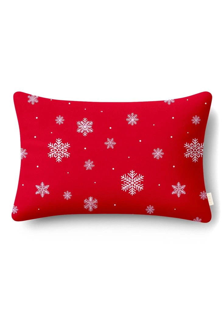 Двуспальное постельное белье фланель с простыней на резинке SNOWFLAKES CRANBERRY CS3 (4822052478844) Cosas (393210999)