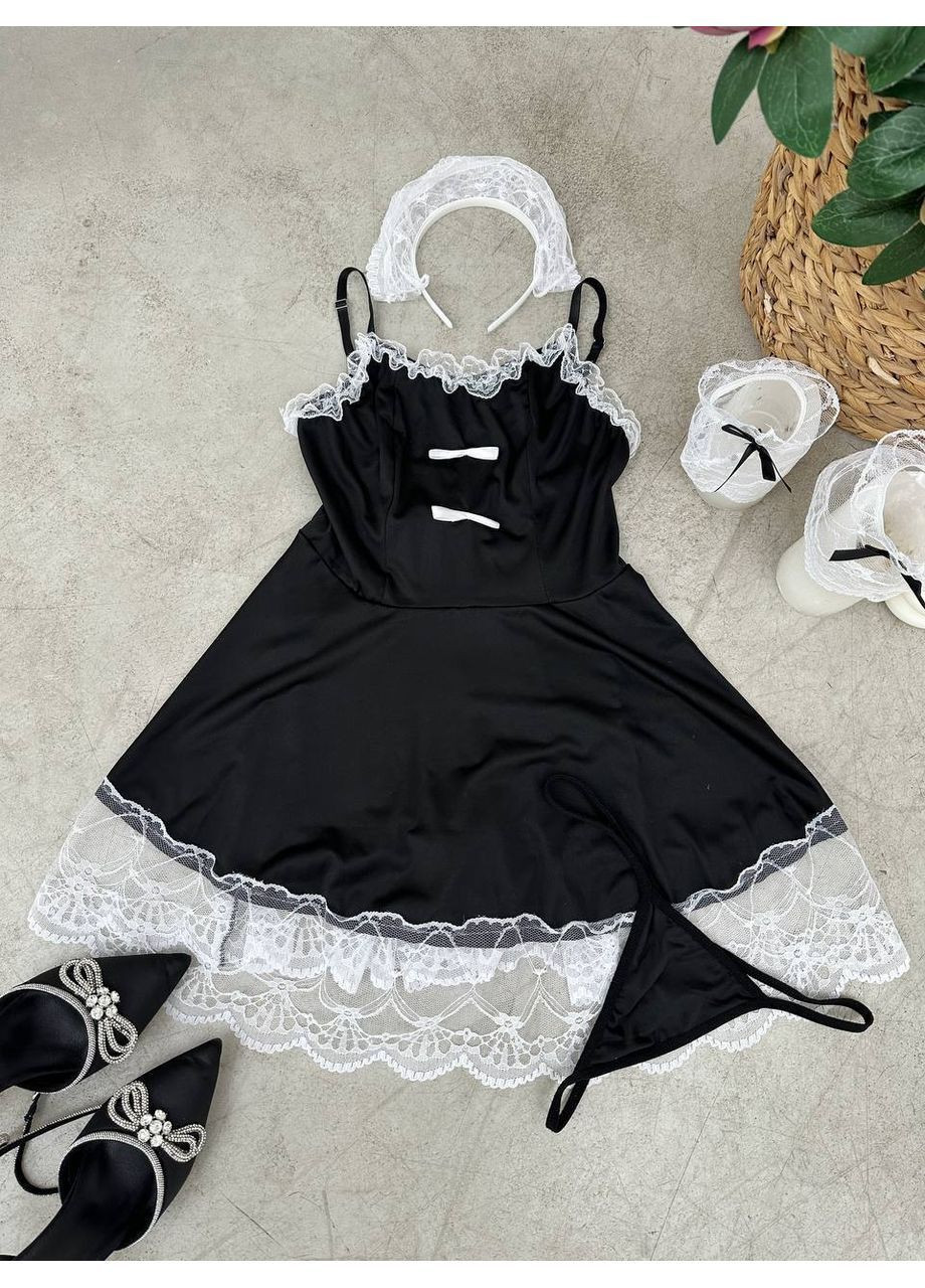 Чорний демісезонний жіночий рольовий костюм | чорна спокуса Vital-Textile 827/65