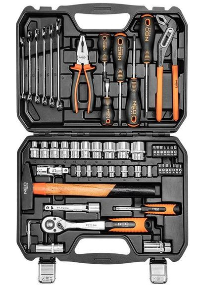 Набір інструментів, 1/2", 1/4", 56шт, універсальний, CrV (08-684) Neo Tools (360424152)