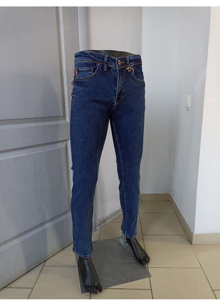 Синие джинсы мужские узкие стрейч скини темные 31 синие No Brand