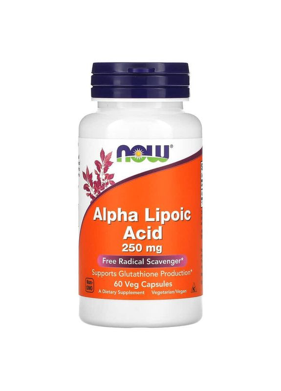 Альфалипоевая кислота 250 мг Alpha Lipoic Acid для выработки глутатиона 60 капсул Now Foods (283618052)
