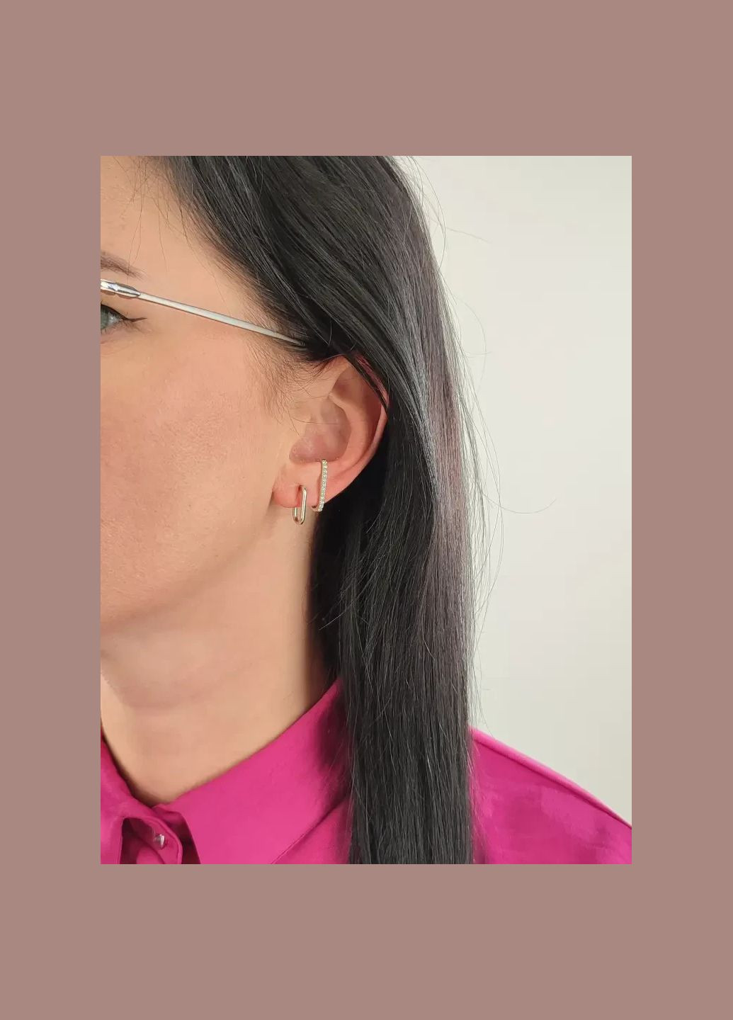 Серебряные серьги-пусеты – каффы"Параллели" 2418R No Brand (331145256)