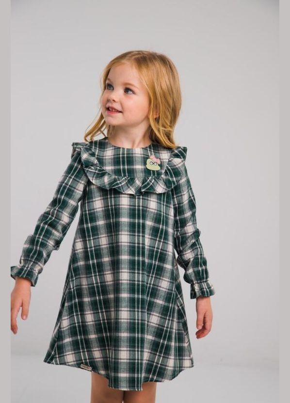 Зелёное платье хезер детское клетчатое с рюшами Suzie (351501911)