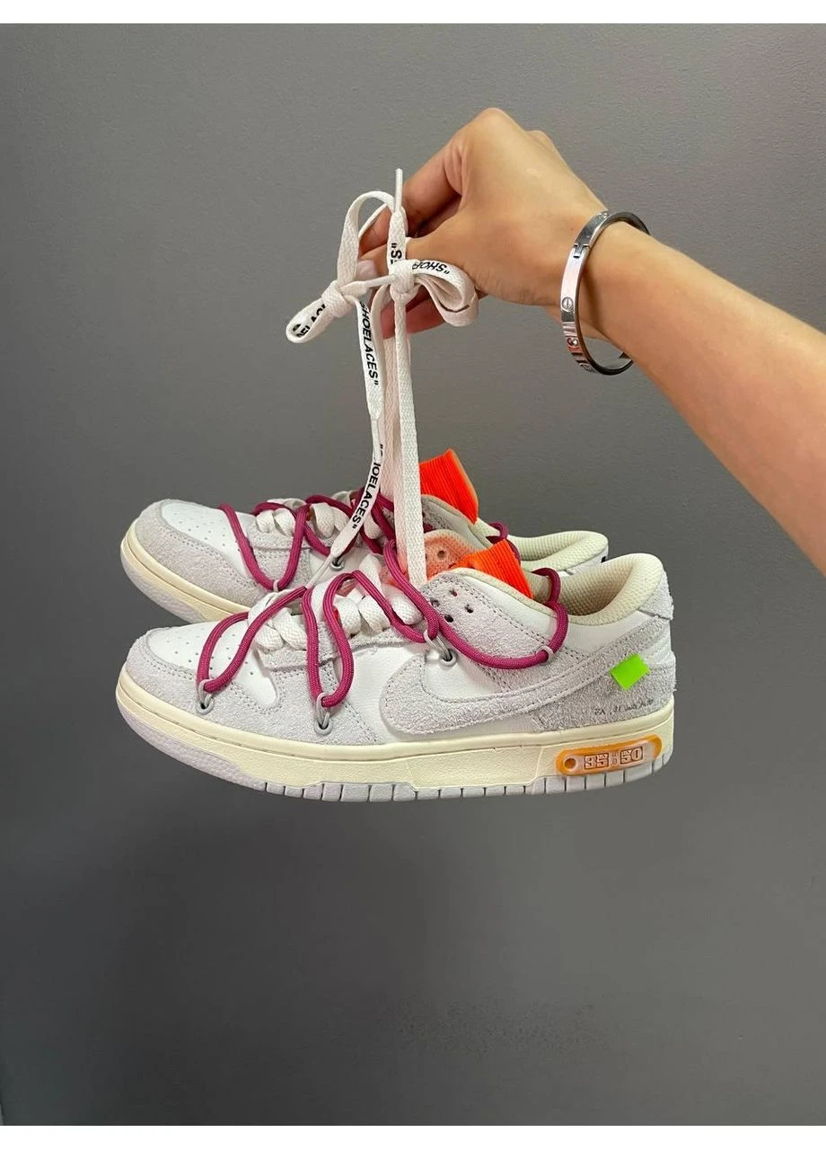 Белые демисезонные кроссовки мужские nike sb dunk low off white grey найк сб данк белые No Brand