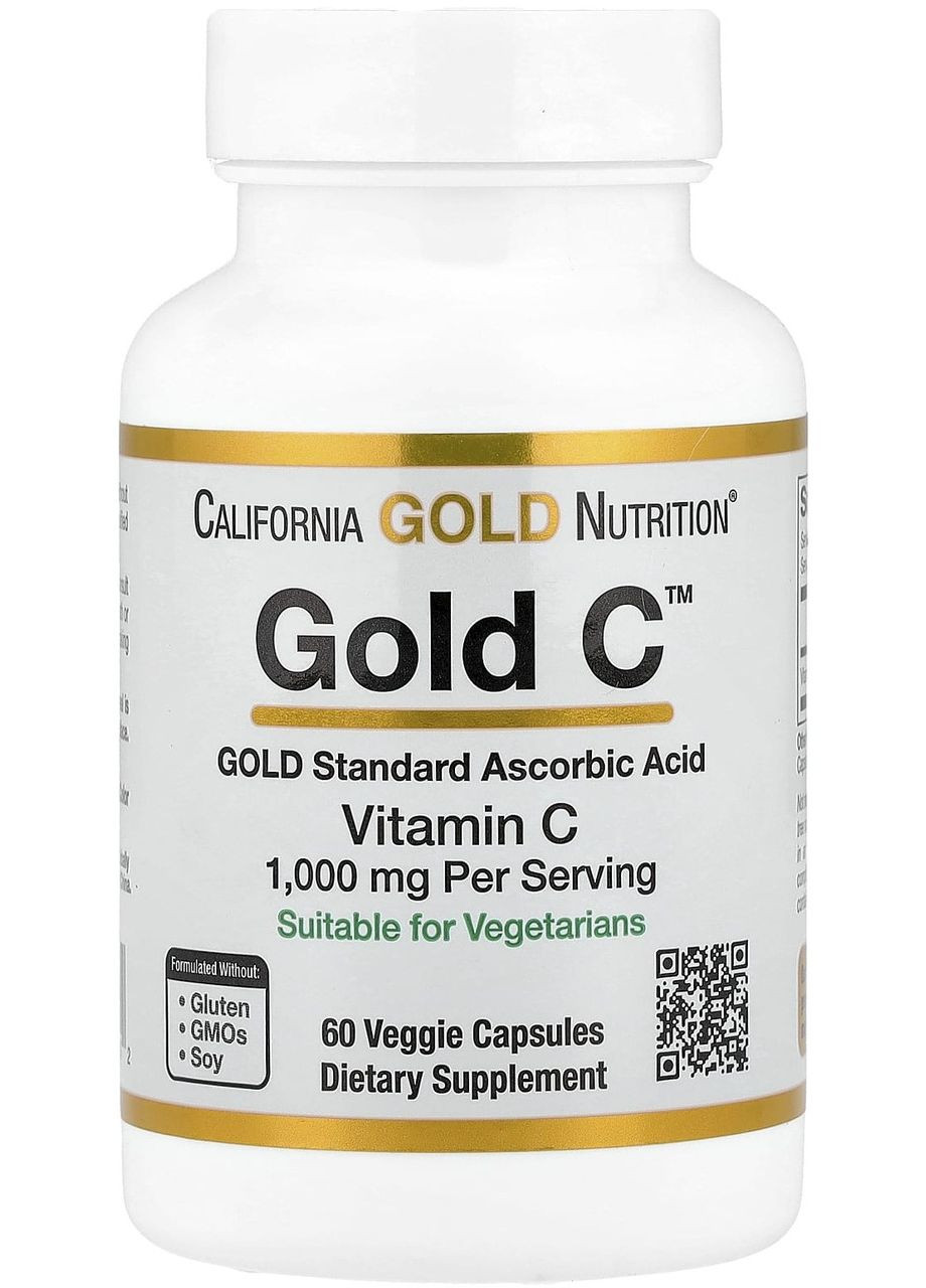 Вітамін C класу USP, 1000 мг, 60 вегетаріанських капсул, Gold C™. California Gold Nutrition (366089699)