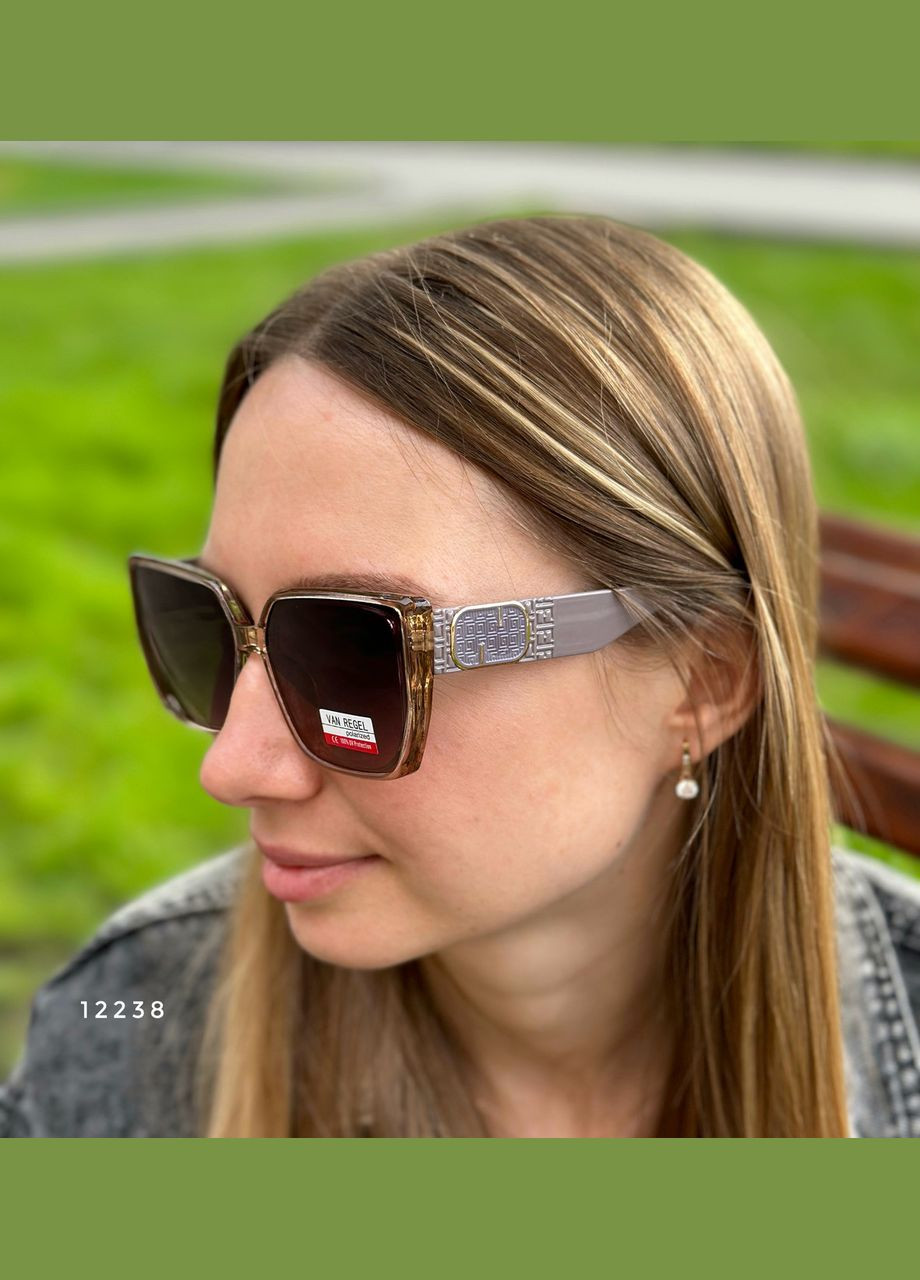 Коричневі сонцезахисні окуляри з поляризованою лінзою No Brand (302490667)