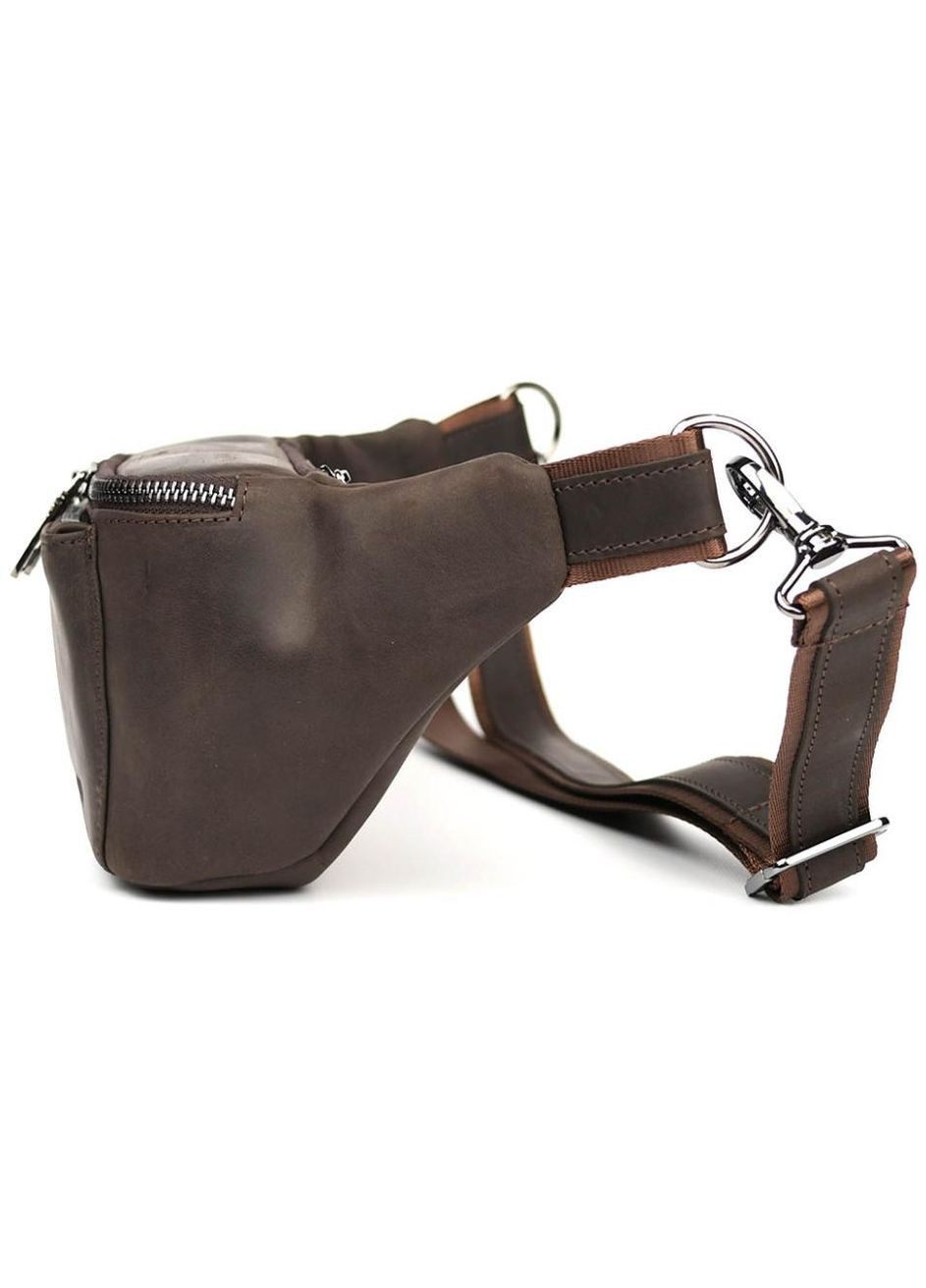 Сумка на пояс мужская кожаная бананка через плечо для телефона и для документов дорожняя маленькая Коричневый 40655 LIMARY (361348657)