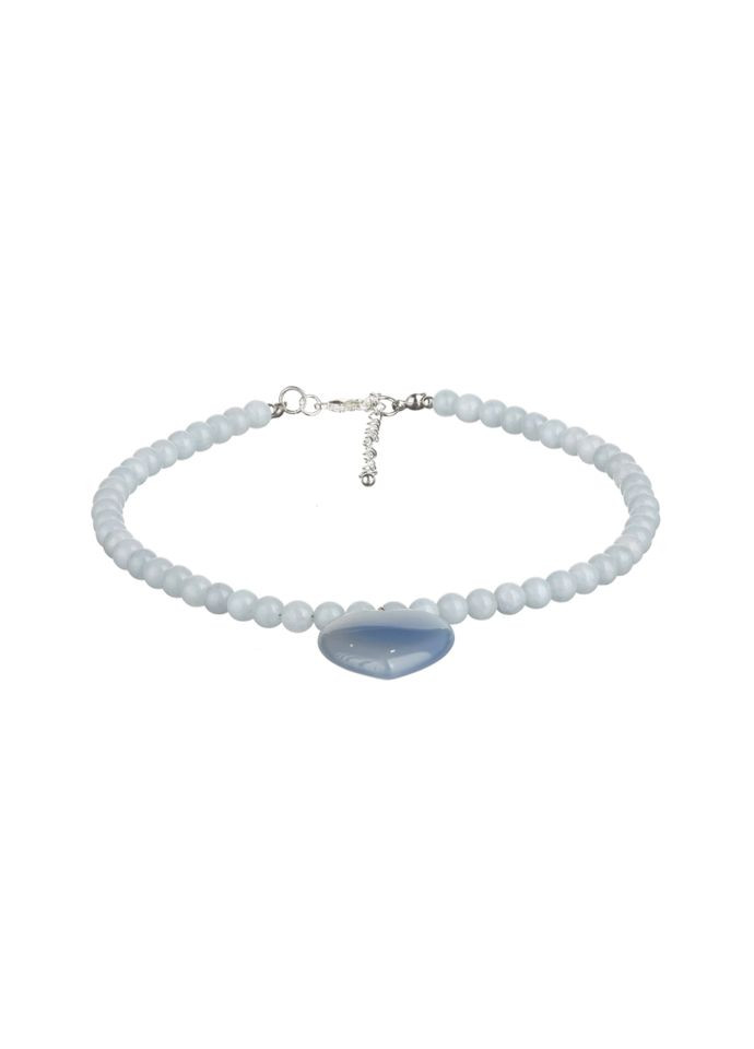 Ожерелье из аквамарина с подвеской каменное сердце 5182 LeBijou (368559207)