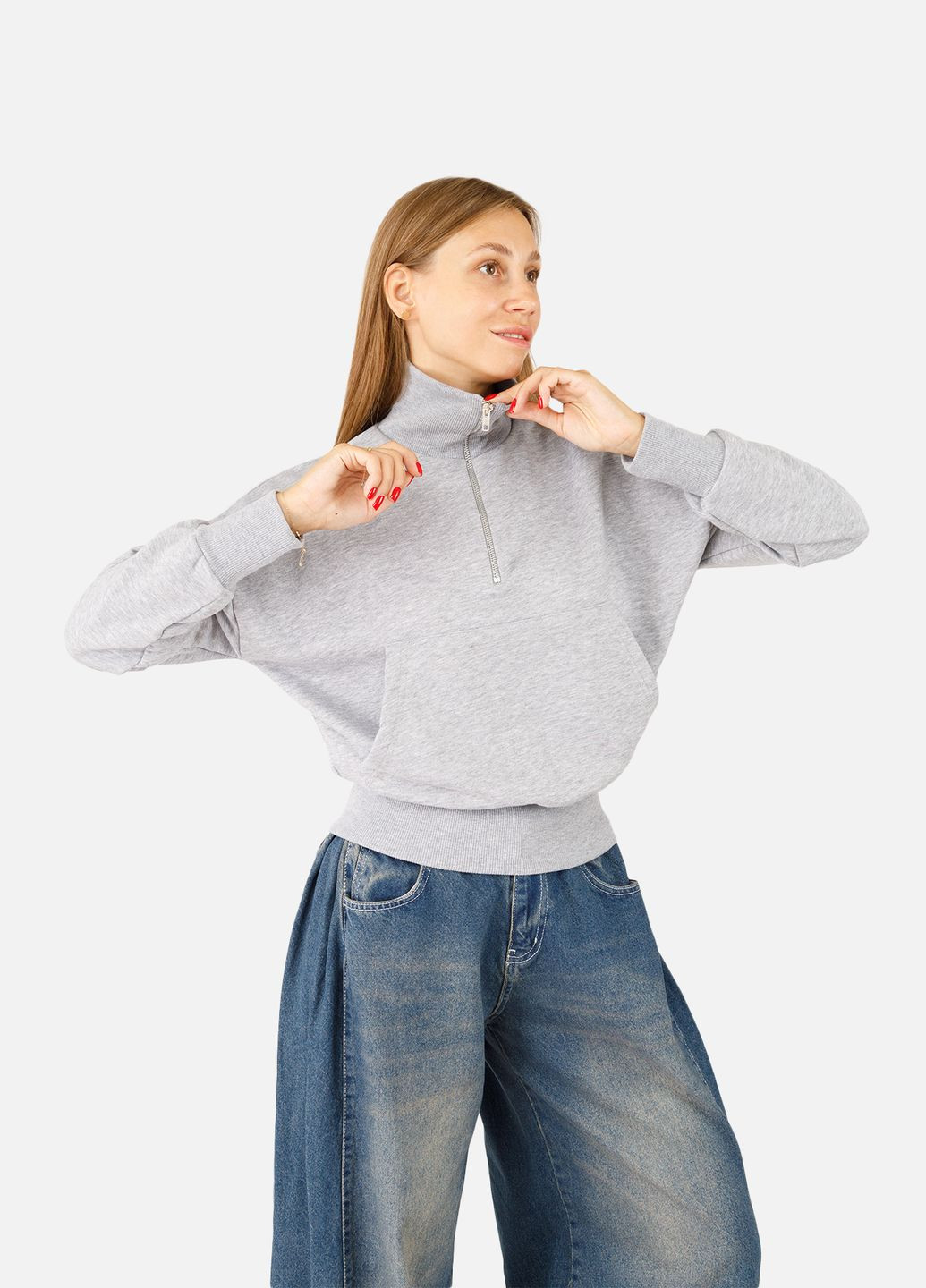 Серый женский свитшот цвет серый cb-00256503 DRA COLLECTION (309020365)