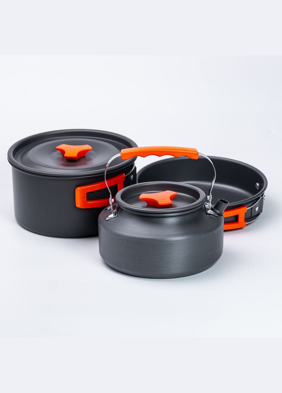 Набор туристической посуды в сумке для похода и кемпинга: кастрюля, сковорода, чайник HP39577C LUGI (305389930)
