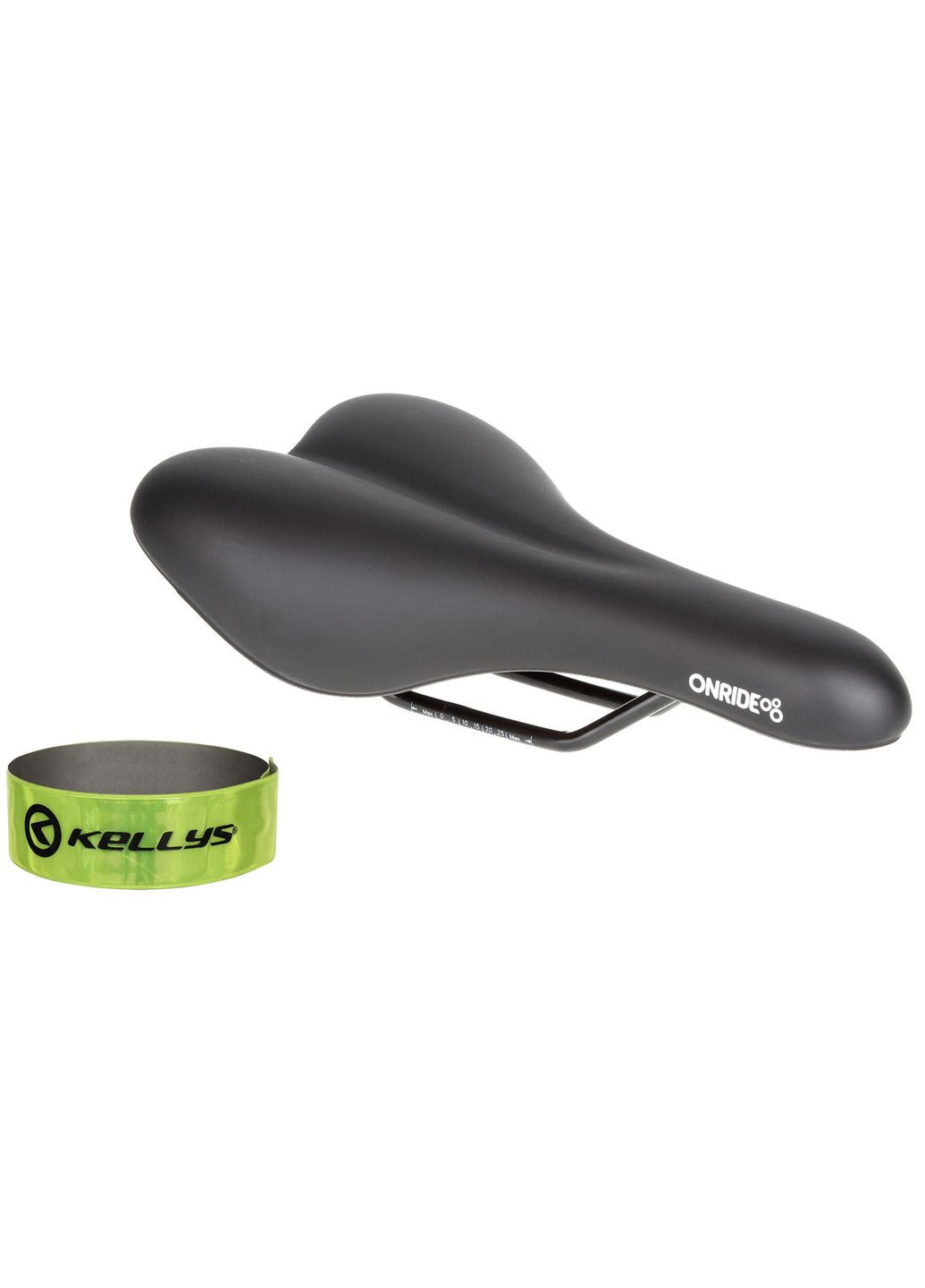 Седло Nap, рамки сталь, черное, 272 х 155 мм + светоотражающая лента KLS 3M 30 см Onride (369648729)