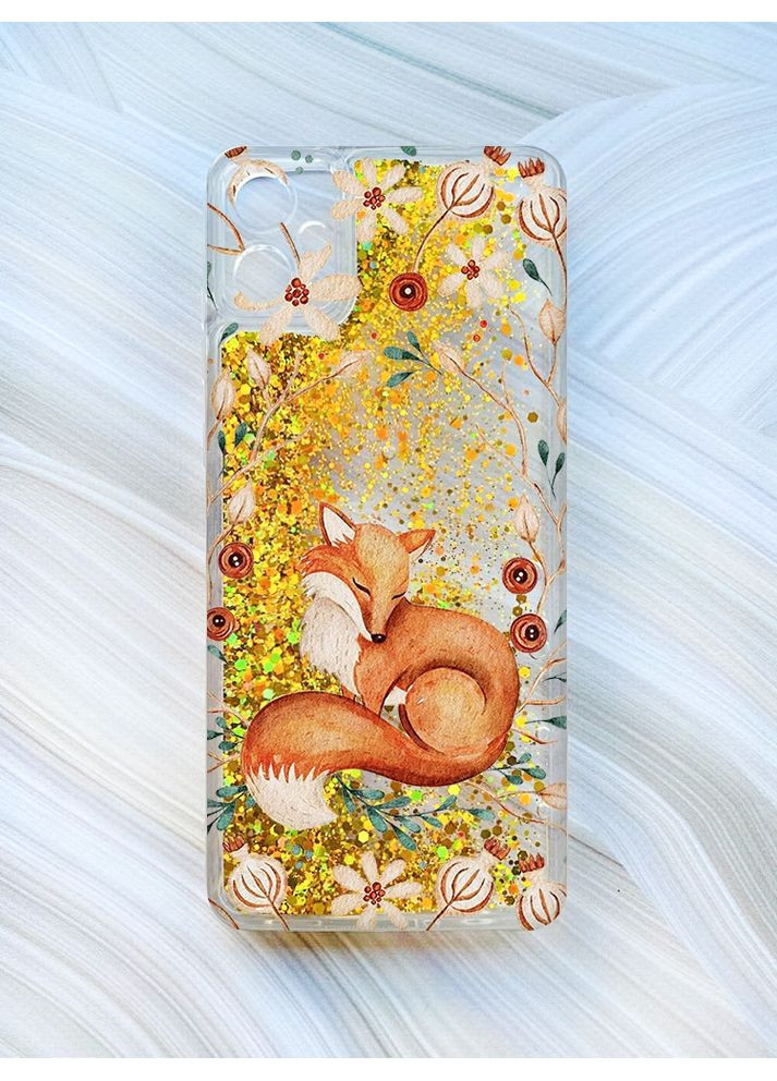 Чохол з плаваючими золотими блискітками на Samsung Galaxy A05 (A055) Лисичка (принт 420) Creative (368775077)