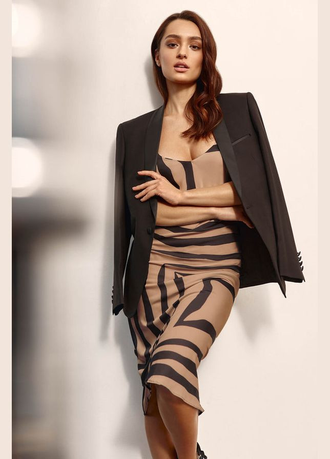 Комбинированное шелковое платье-слип Anabel Arto в полоску