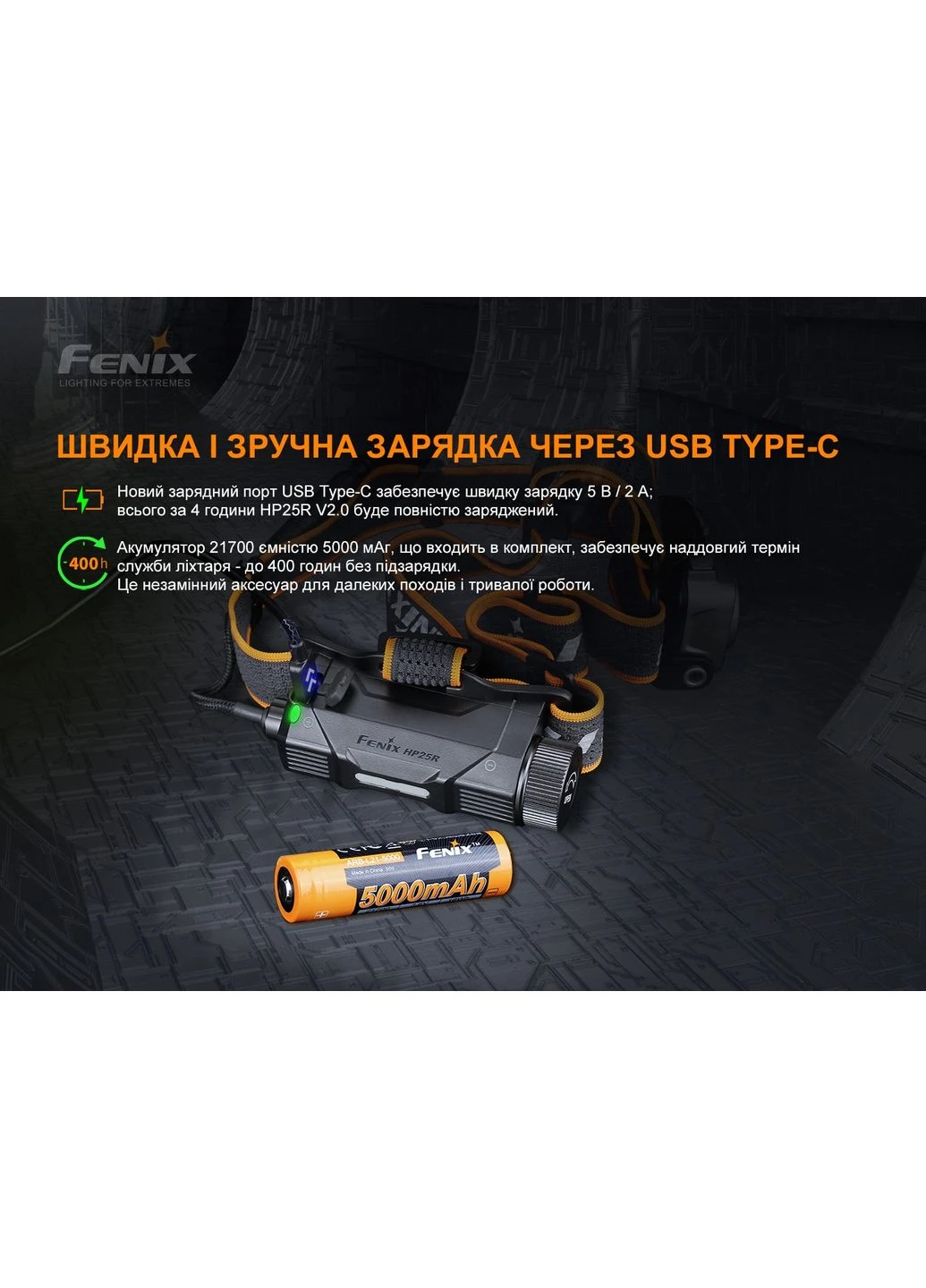 Ліхтар налобний HP25R V2.0 (A-016369) Fenix (317048506)