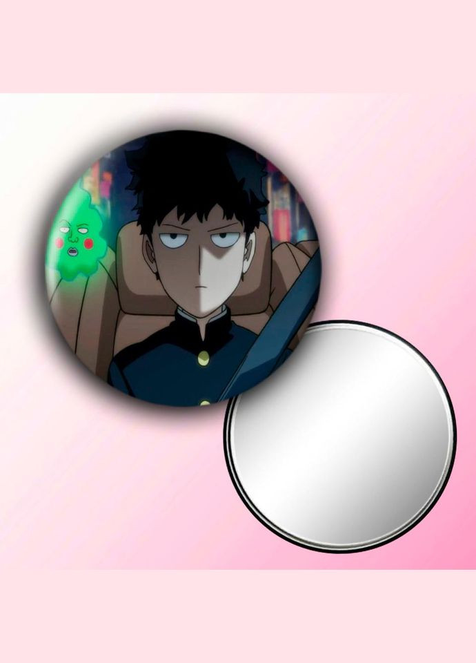 Зеркальце косметическое карманное Аниме Моб Психо 100 #0015 с рисунком круглый 56 мм No Brand (309156348)