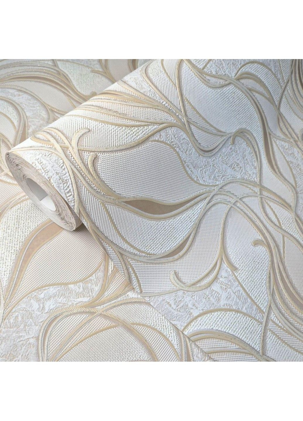 Шпалери вінілові на паперовій основі 10.05 × 0.53 м Слов’янські шпалери 5745-02, бежеві в спальню,вітальню,коридор,зал,кімнату Слов'янські шпалери (340275502)