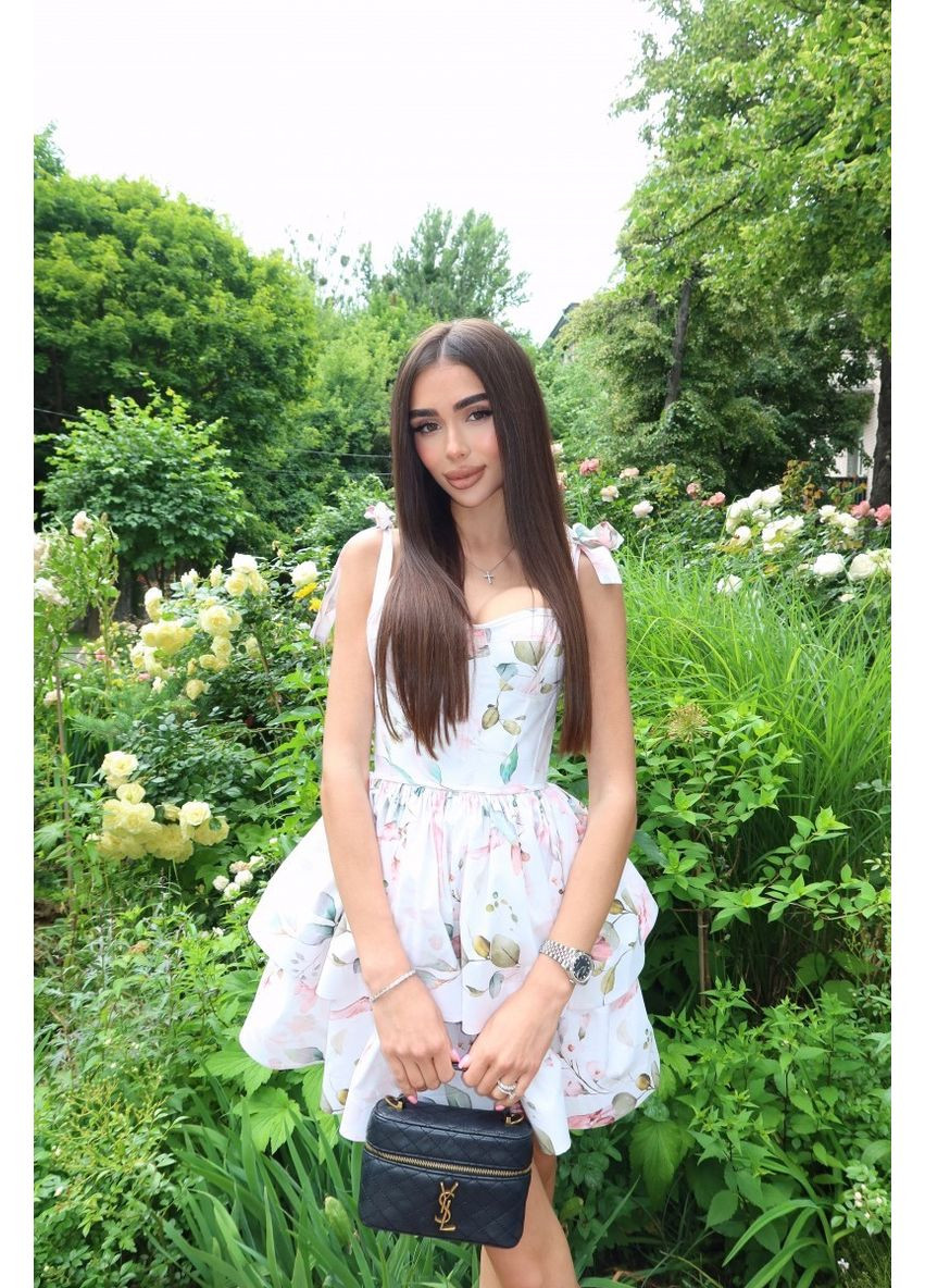 Білий вечірня плаття бебі долл First Woman з квітковим принтом