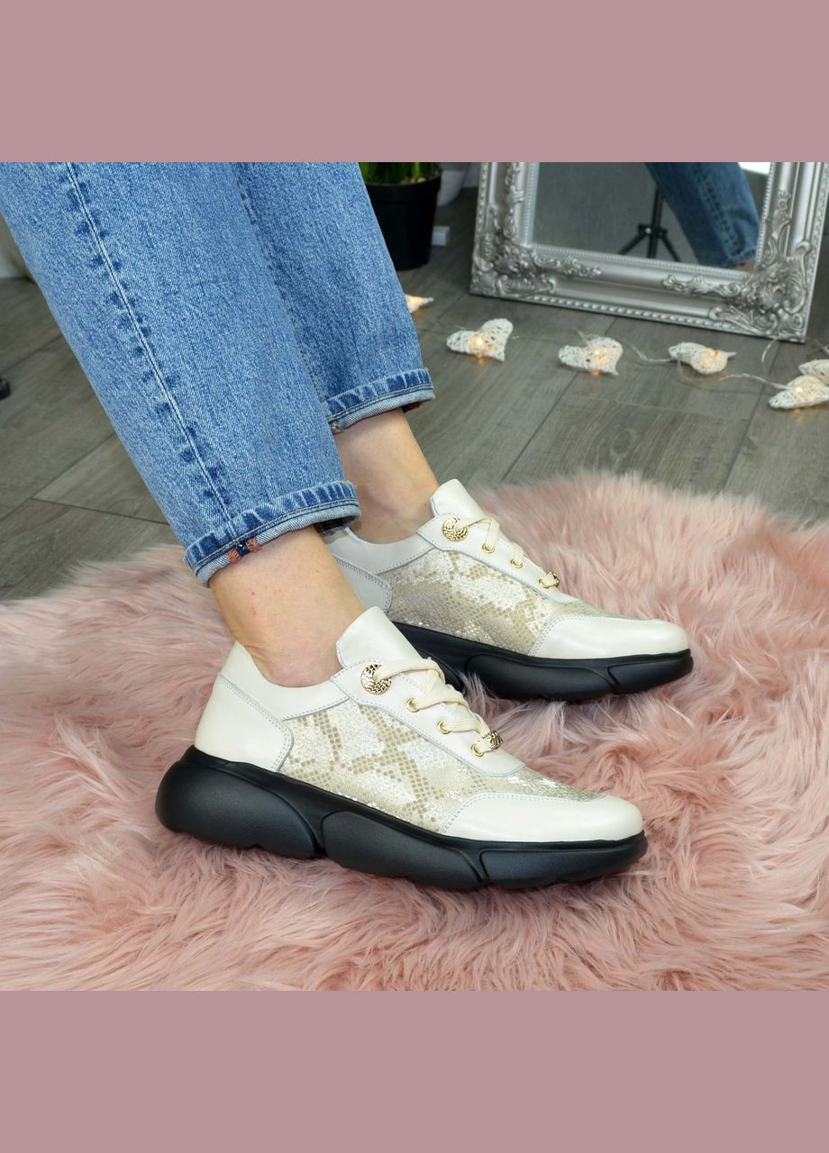 Кроссовки женские кожаные бежевые на спортивной подошве. 38 размер Vasha para бежевые демисезоны (303931948)