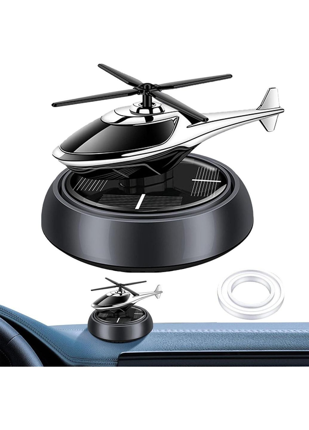 Ароматизатор в автомобиль Вертолет освежитель воздуха в машину на солнечной батарее черный (R051457) ABS (349844740)